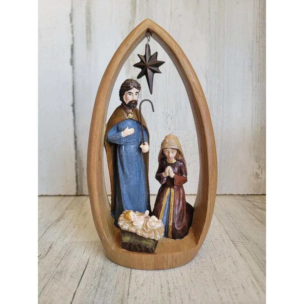 Ganz Holy family Joseph Mary Jesus Nativity scene star wooden‎ home decor